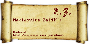 Maximovits Zalán névjegykártya